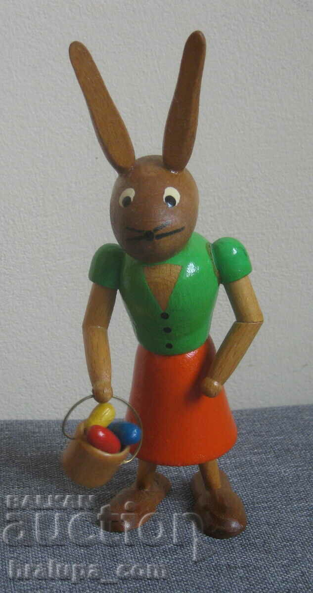 German Easter wooden toy rabbit