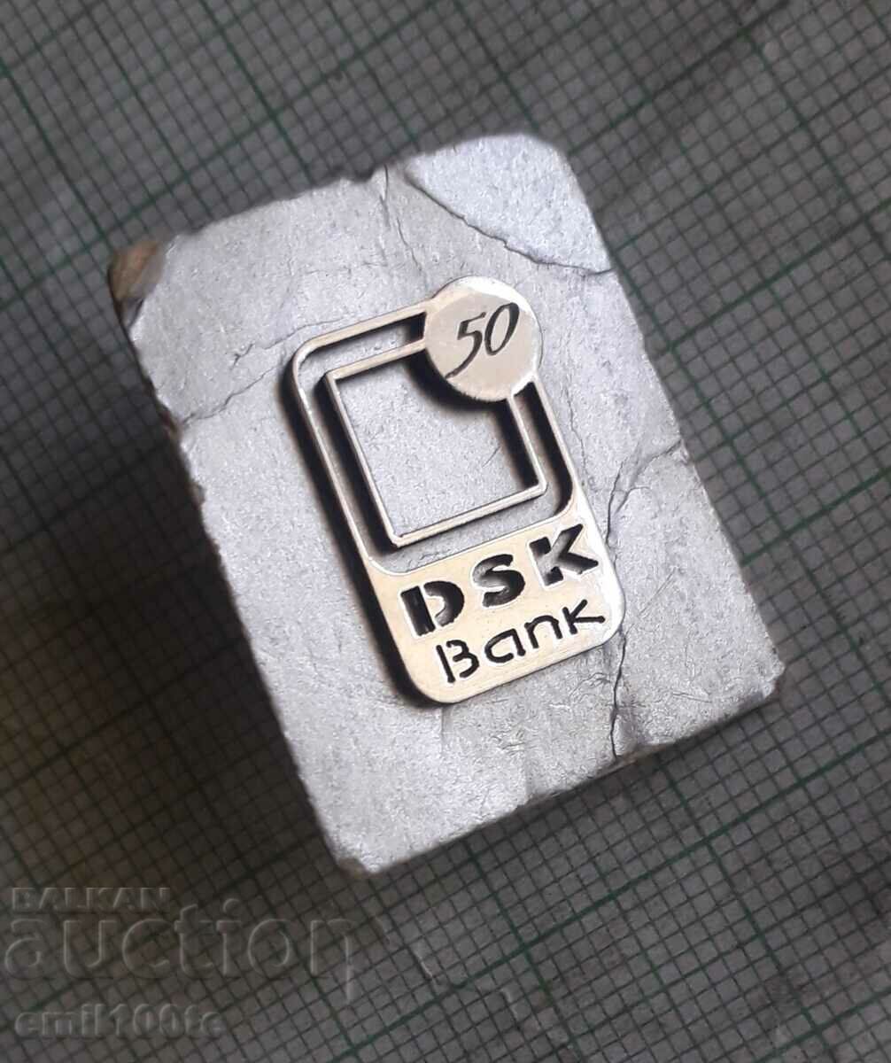 Badge - 50 years DSK Bank with price 3.00 BGN | € 1.53 Badge - 50 years DSK Bank with price 3.00 BGN | € 1.53