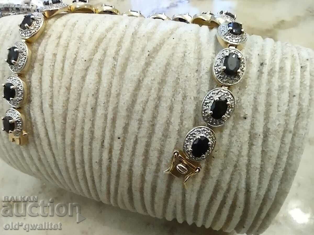 Silver bracelet with sapphires - dark blue with price 997.00 BGN | € 509.76