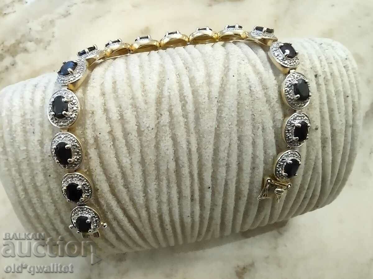 Auction  Silver bracelet with sapphires - dark blue