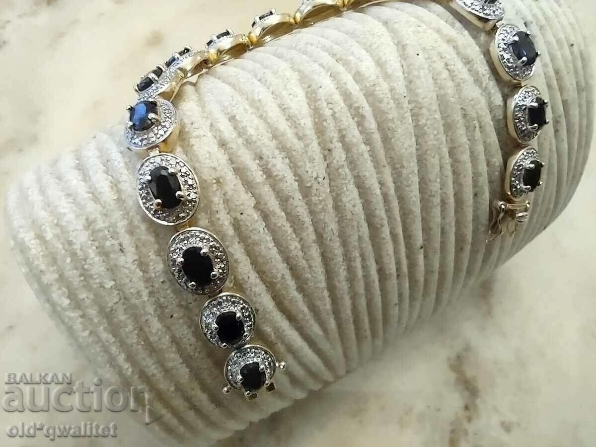 Delivery of Silver bracelet with sapphires - dark blue