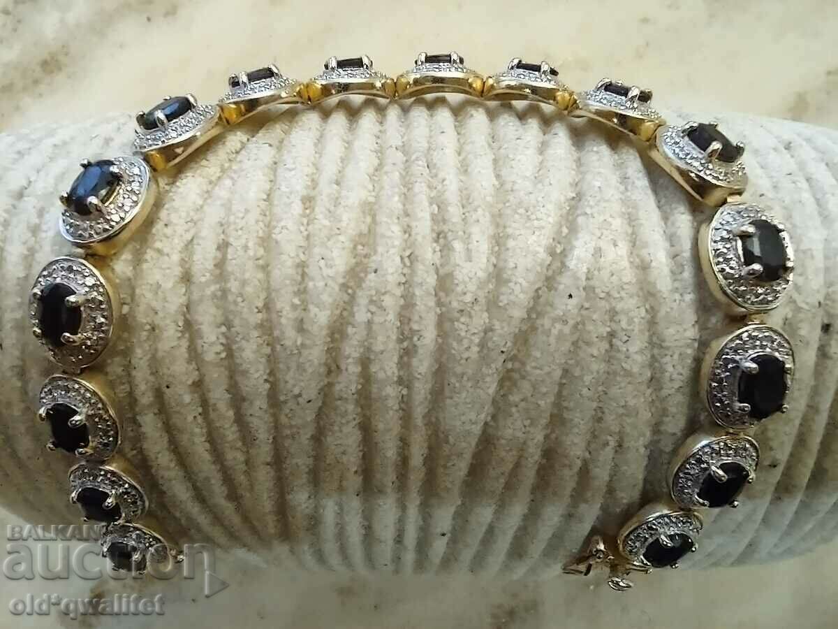 Silver bracelet with sapphires - dark blue - 5