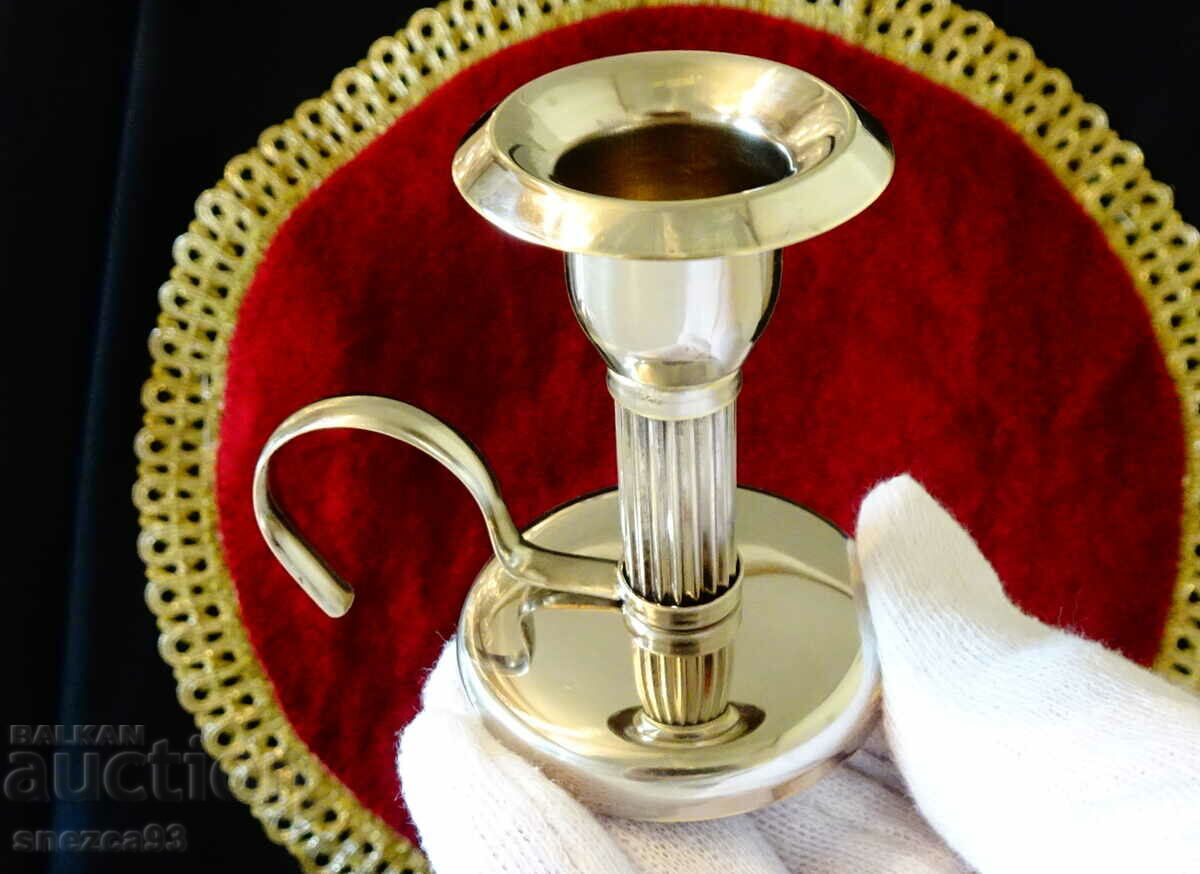 Silver-plated bronze candlestick, handle.