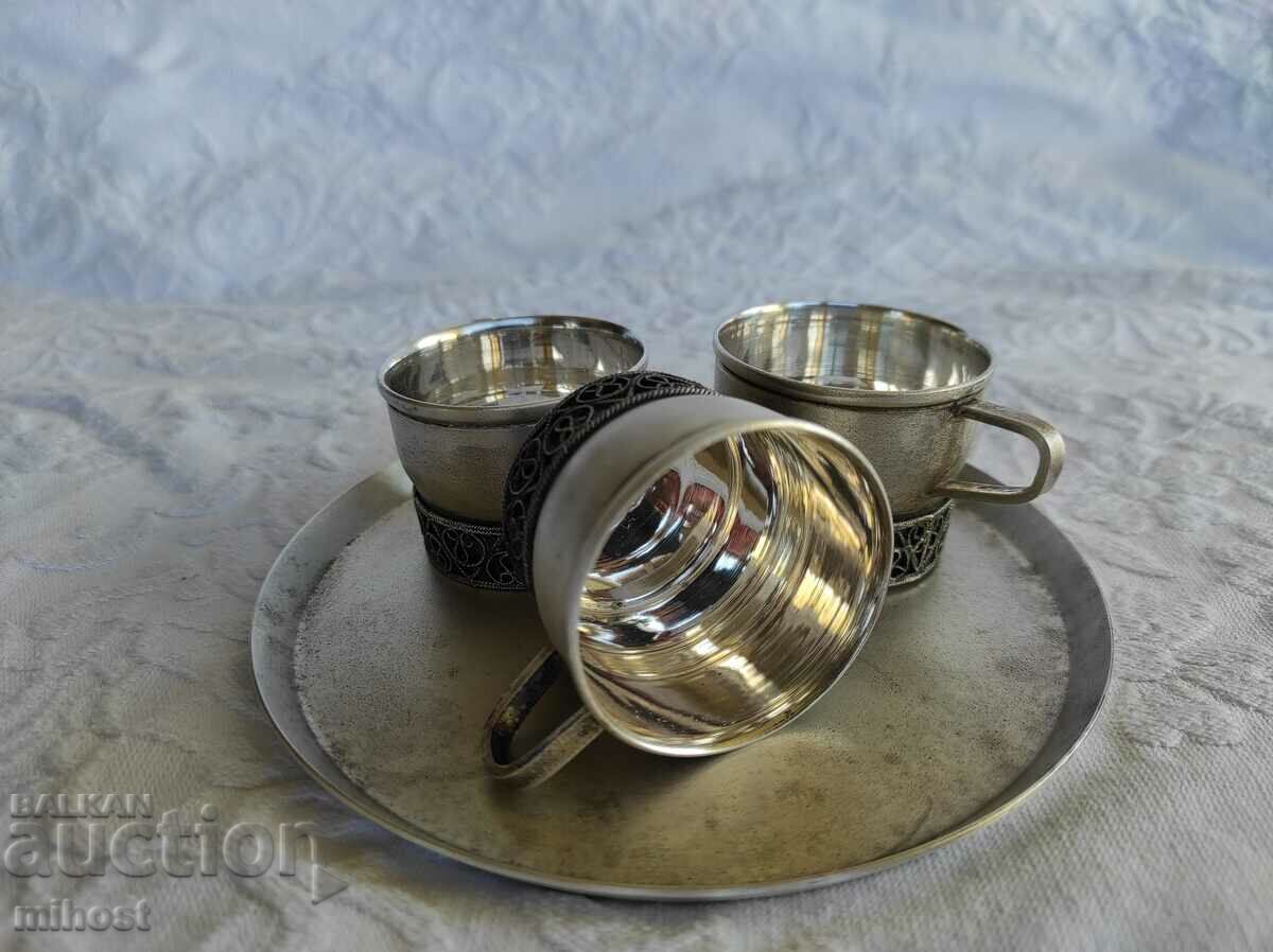 Serviciu de cafea vintage placat cu argint - Yummet - URSS