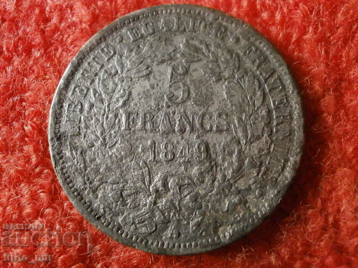 Auction  OLD COUNTERFEIT-FRANCE 5 FRANC 1849