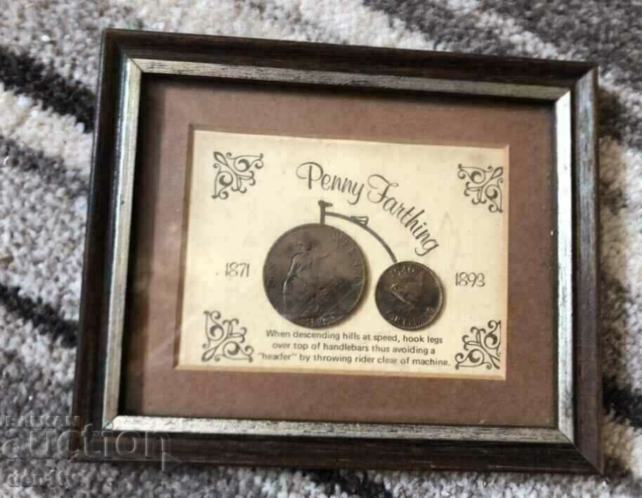 стари английски монети в рамка