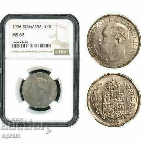 Romania, Carol II, 100 lei 1936, Bucharest Mint, NG Romania, Carol II, 100 lei 1936, Bucharest Mint, NG
