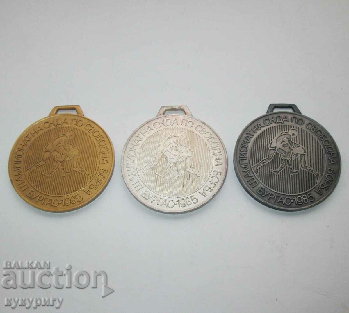 3 армейски медала шампионат СКДА свободна борба Бургас 1985г