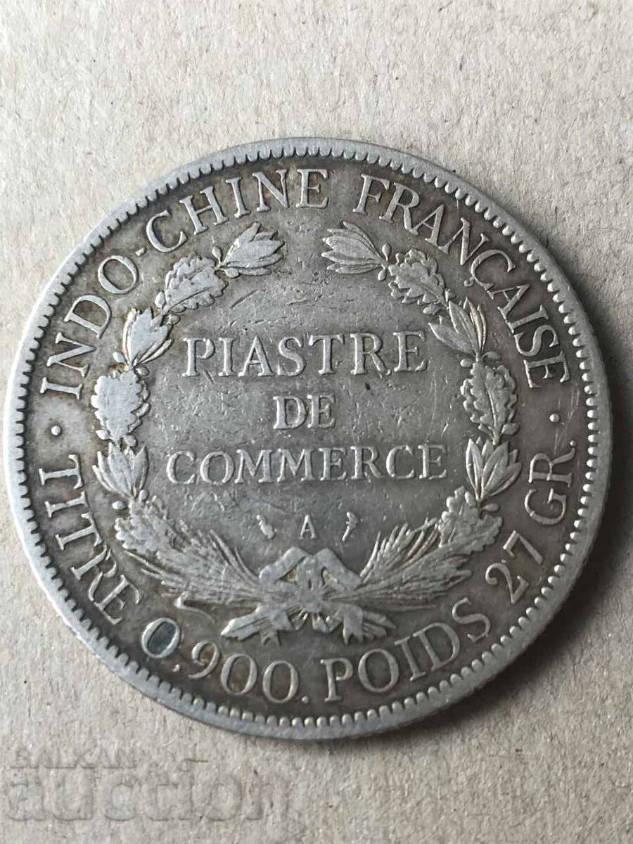 French Indochina 1 piastre 1900 rare silver coin