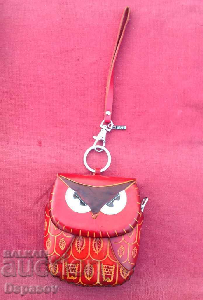 Leather Briefcase Purse Bunch of Owl Art