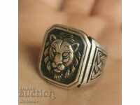 Unique Silver Ring with Leo