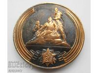 Placă cu medalie socială a URSS veche rusă 40 de ani al Doilea Război Mondial