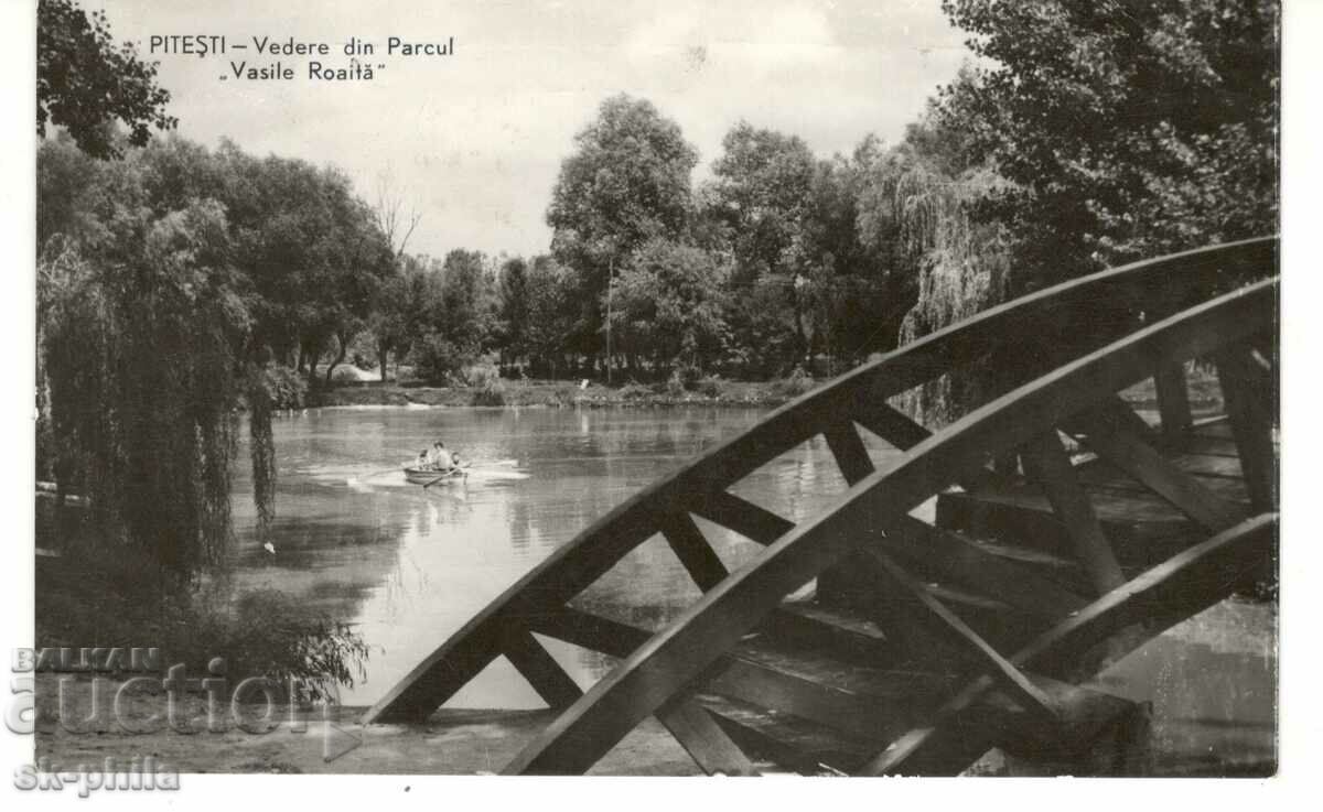 Old postcard - Pitesti, Bridge in the park