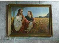 Litoografie veche mare, de epocă, cu semnătură