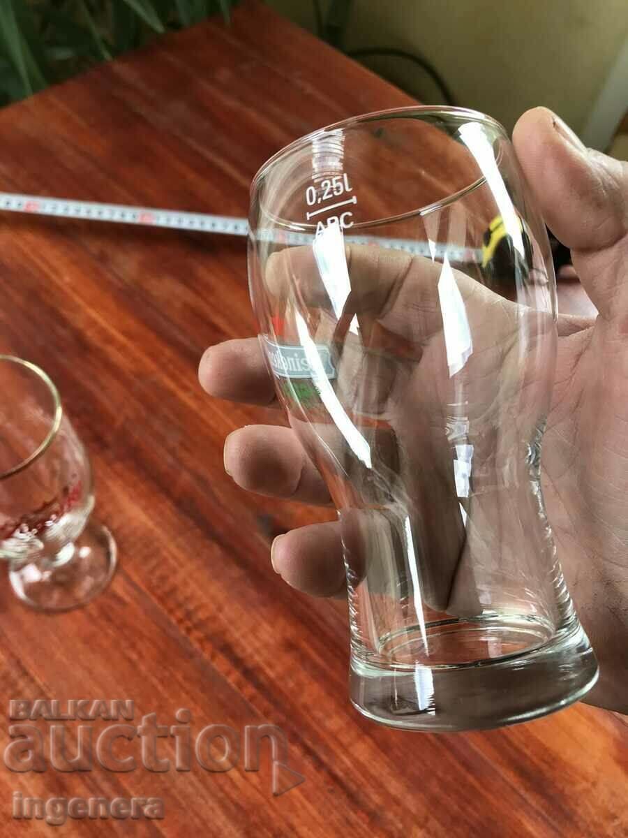 GLASS BEER MUG ADVERTISING GLASS-2 PCS - 5 GLASS BEER MUG ADVERTISING GLASS-2 PCS - 5