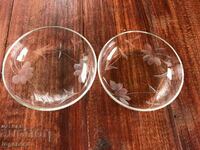 BOWL DISH GLASS ENGRAVED FOR WHITE SWEET-2 PCS
