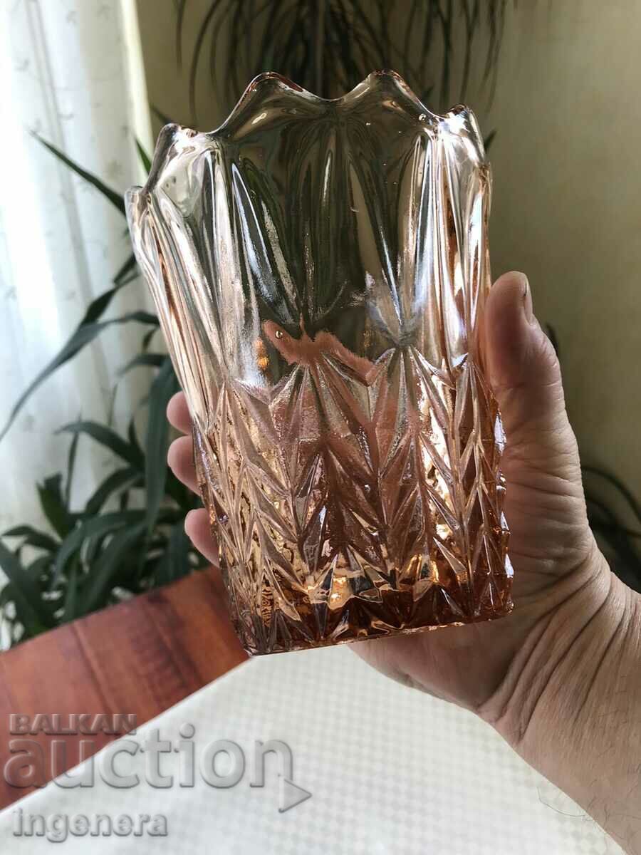 GLASS RELIEF VASE THICK COLOR FROM SOCA - 5 GLASS RELIEF VASE THICK COLOR FROM SOCA - 5