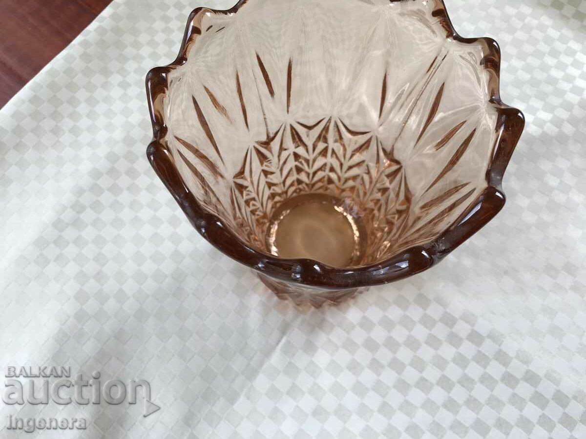 GLASS RELIEF VASE THICK COLOR FROM SOCA - 7 GLASS RELIEF VASE THICK COLOR FROM SOCA - 7