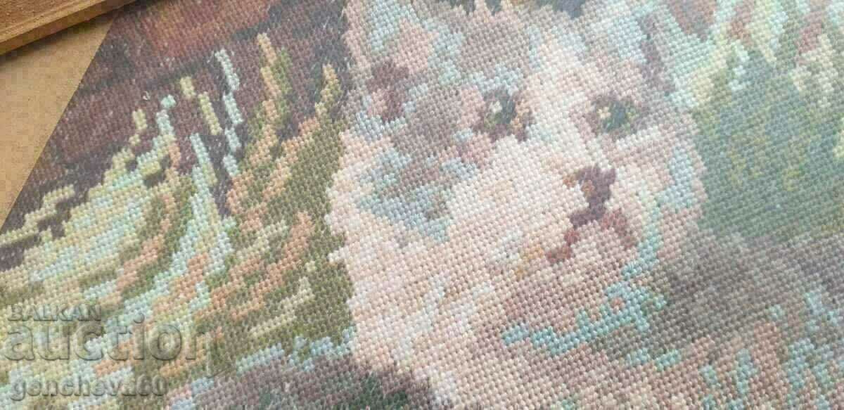 Гоблен ,,Котки"рамка,стъкло,ситен бод - 5 Гоблен ,,Котки"рамка,стъкло,ситен бод - 5