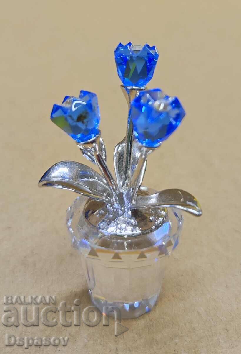 Swarovski Crystals Figure Pot Flower FORGET ME NOT