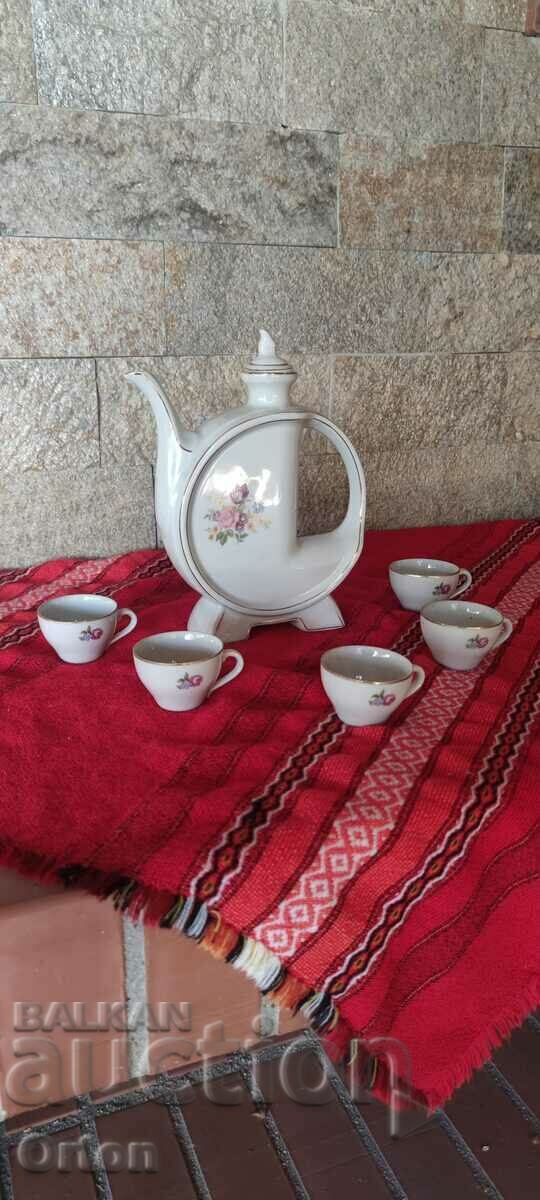 OLD BULGARIAN PORCELAIN SERVICE FOR HEATED BRANDY with price 89.00 BGN | € 45.50 OLD BULGARIAN PORCELAIN SERVICE FOR HEATED BRANDY with price 89.00 BGN | € 45.50