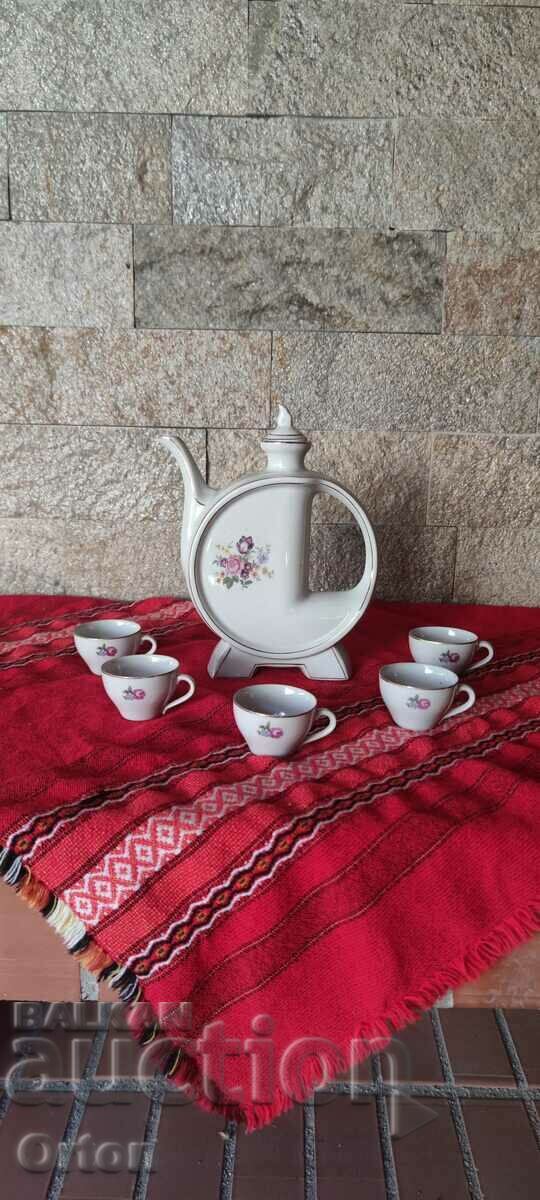Auction OLD BULGARIAN PORCELAIN SERVICE FOR HEATED BRANDY Auction OLD BULGARIAN PORCELAIN SERVICE FOR HEATED BRANDY