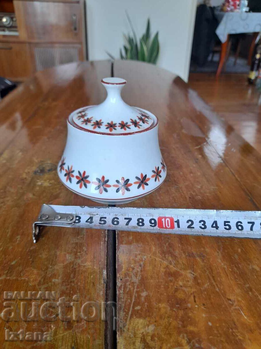 Old porcelain sugar bowl with price 12.00 BGN | € 6.14 Old porcelain sugar bowl with price 12.00 BGN | € 6.14