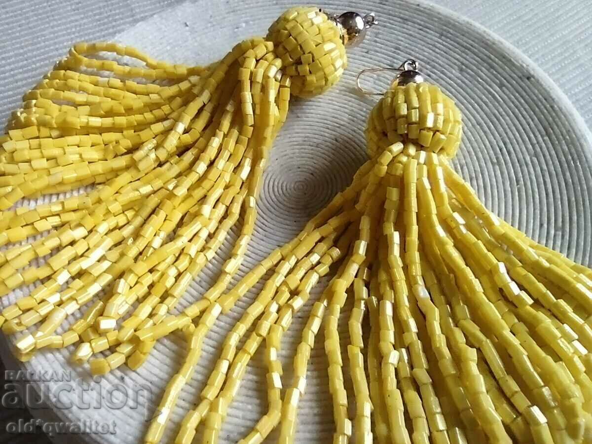 Σκουλαρίκια, κίτρινο γούρι, χειροποίητα, πολύ μακριά - 5 Σκουλαρίκια, κίτρινο γούρι, χειροποίητα, πολύ μακριά - 5