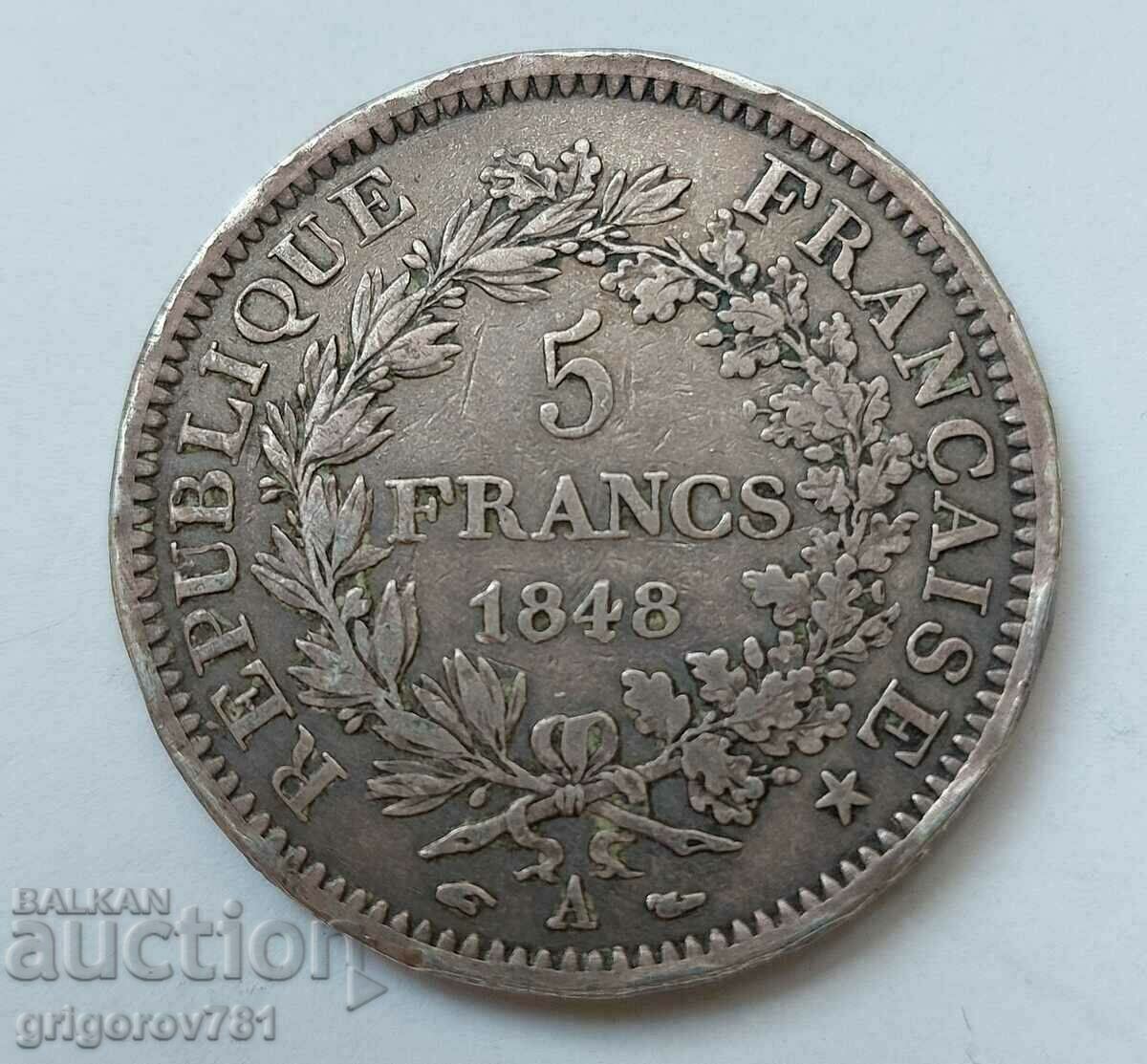 5 франка сребро Франция 1848 А  - сребърна монета #64