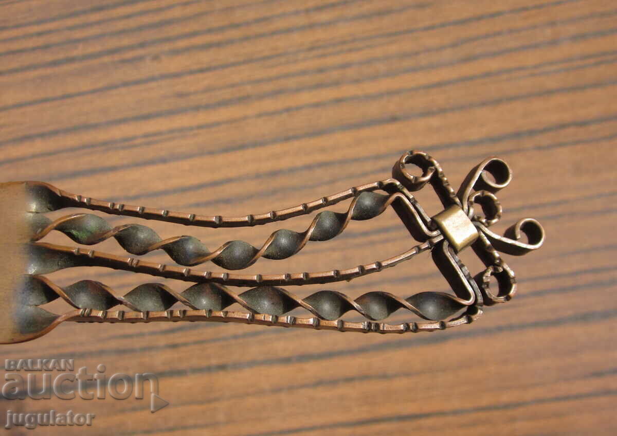 old antique copper letter knife with copper filigree ornaments - 5 old antique copper letter knife with copper filigree ornaments - 5