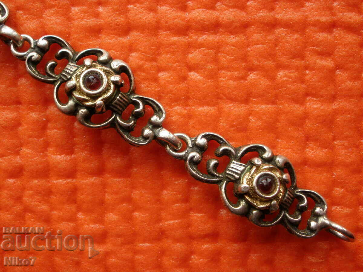 Стара,сребърна гривна с камъни. - 5