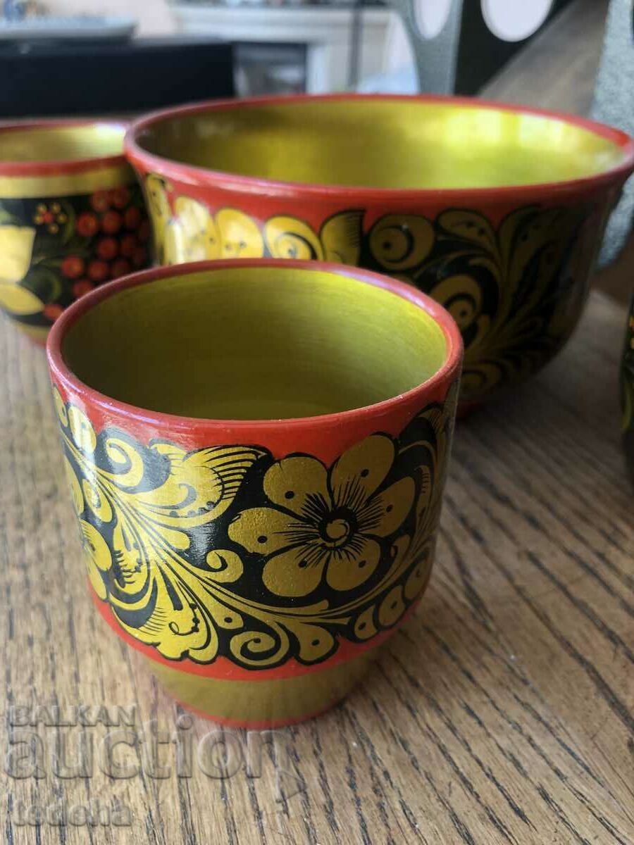 RUSSIAN WOODEN VESSELS - 5 RUSSIAN WOODEN VESSELS - 5