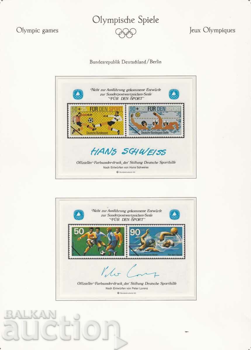 Ολυμπιακοί Αγώνες Μόσχα 1980 Γερμανία 2 τεμ. ξηρός ΟΙΚΟΔΟΜΙΚΟ ΤΕΤΡΑΓΩΝΟ