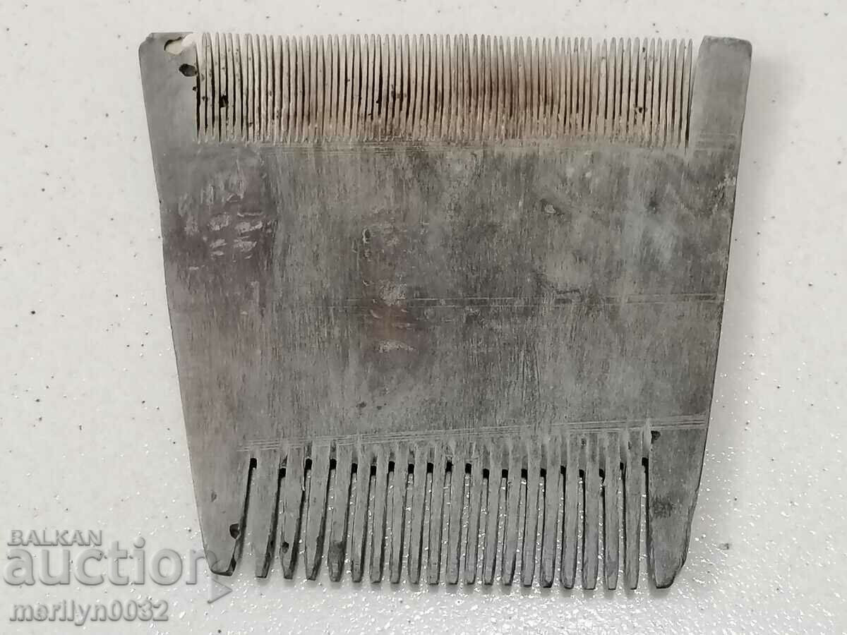 Pieptene din corn de bivol vechi de 160 de ani pentru mustața din păr uman - 5