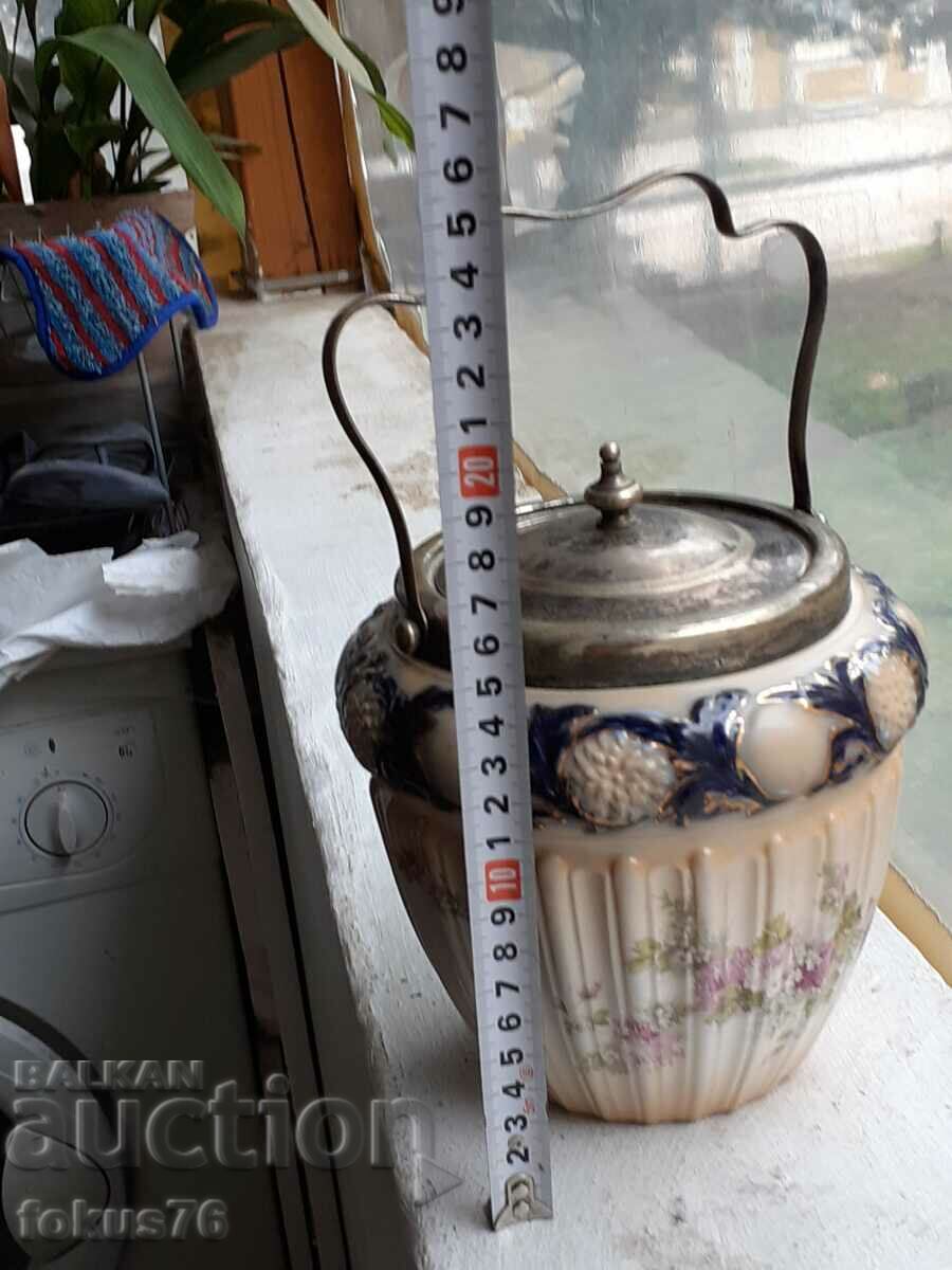 George Jones&Sons Old English Porcelain Biscuit Jar - 6 George Jones&Sons Old English Porcelain Biscuit Jar - 6