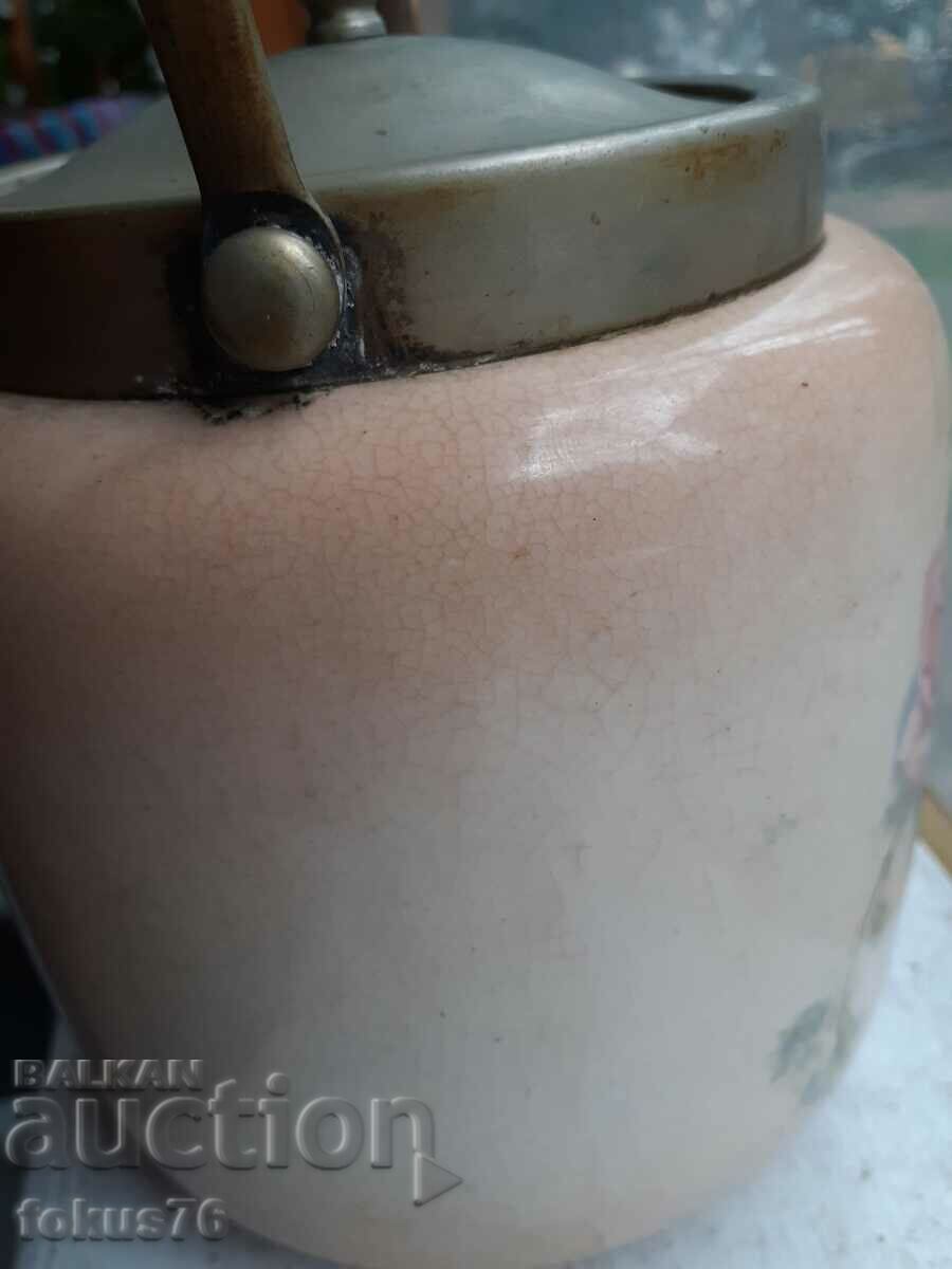 A very old English porcelain biscuit jar with price 490.00 BGN | € 250.53 A very old English porcelain biscuit jar with price 490.00 BGN | € 250.53