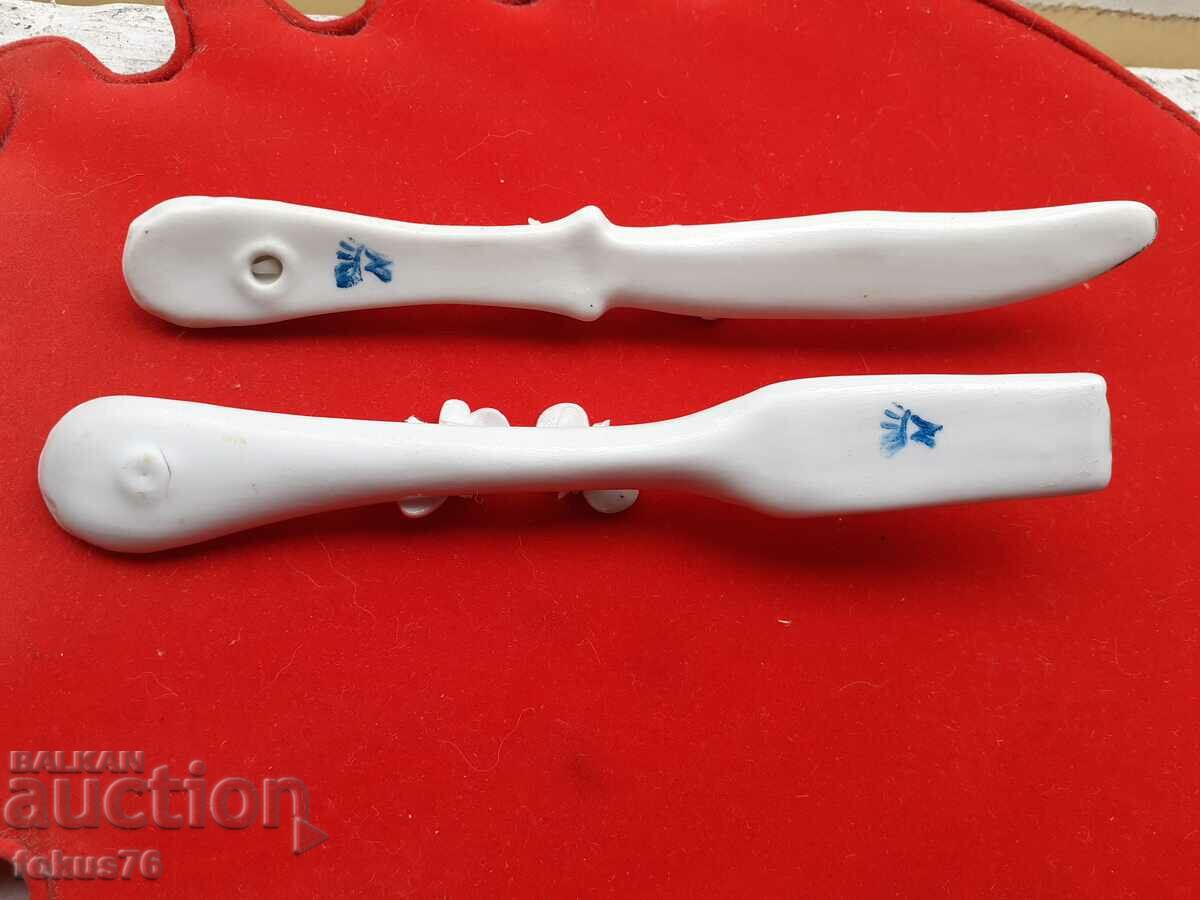 Capodimonte porcelain fork and knife set with gilding - 5 Capodimonte porcelain fork and knife set with gilding - 5