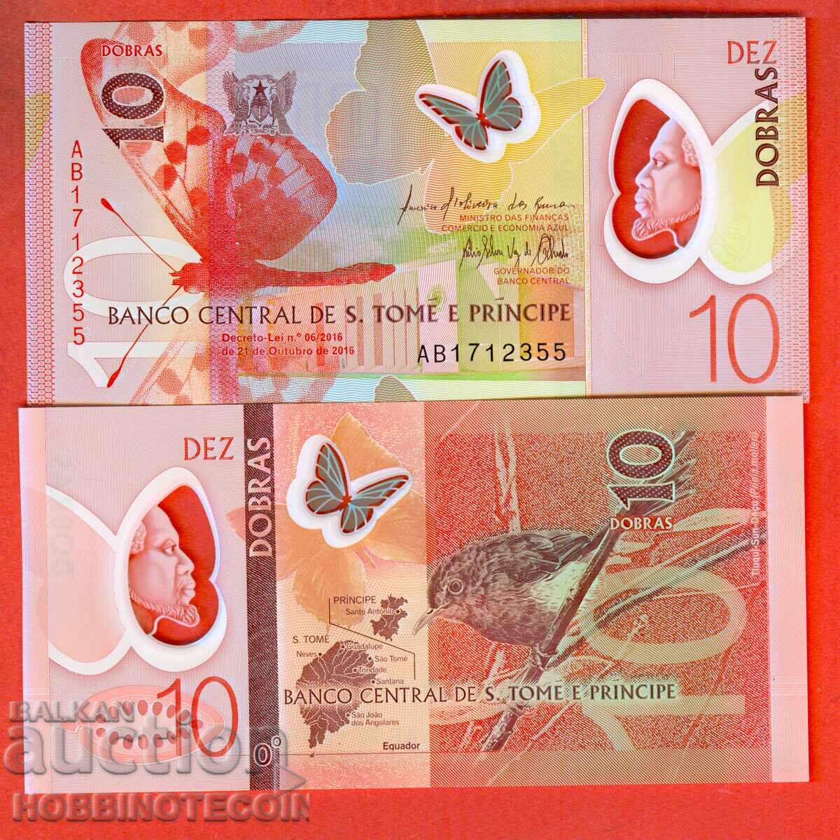 SAO Tome and Principe 10 Dobras 2019 New UNC Polymer