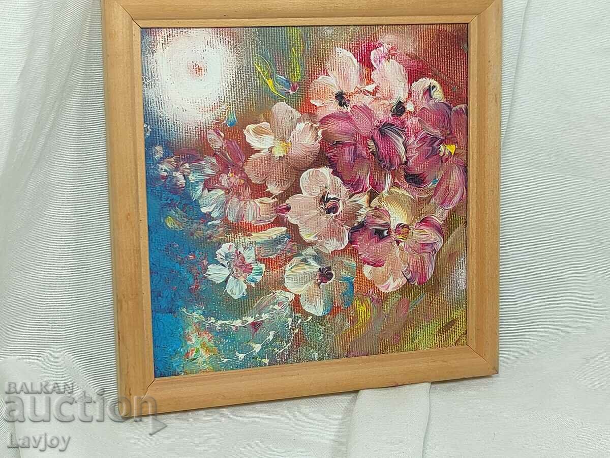 Small oil painting flowers with price 25.00 BGN | € 12.78