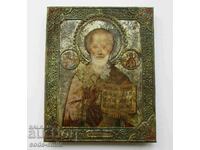 Old icon of St. Nicholas the Wonderworker Tsarist Russia 1897 Moscow
