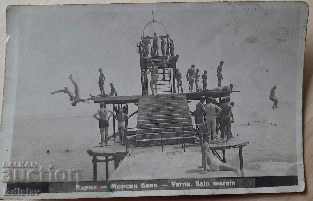 Рядка колекционерска картичка Морските бани- Варна