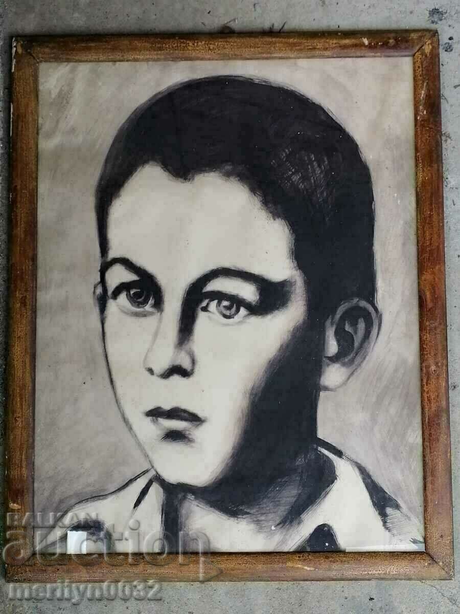 Портрет Митко Палаузов най-малкия партизанин 13 г  64/50 см