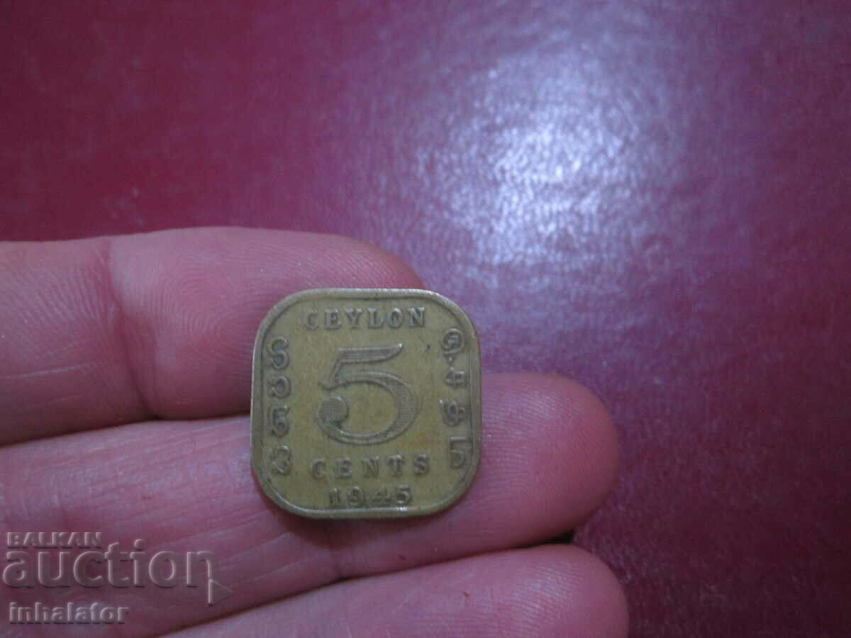 1945 год Цейлон 5 цента