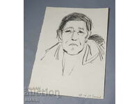 1959 Master Desen Pictură portret în creion al unui bărbat
