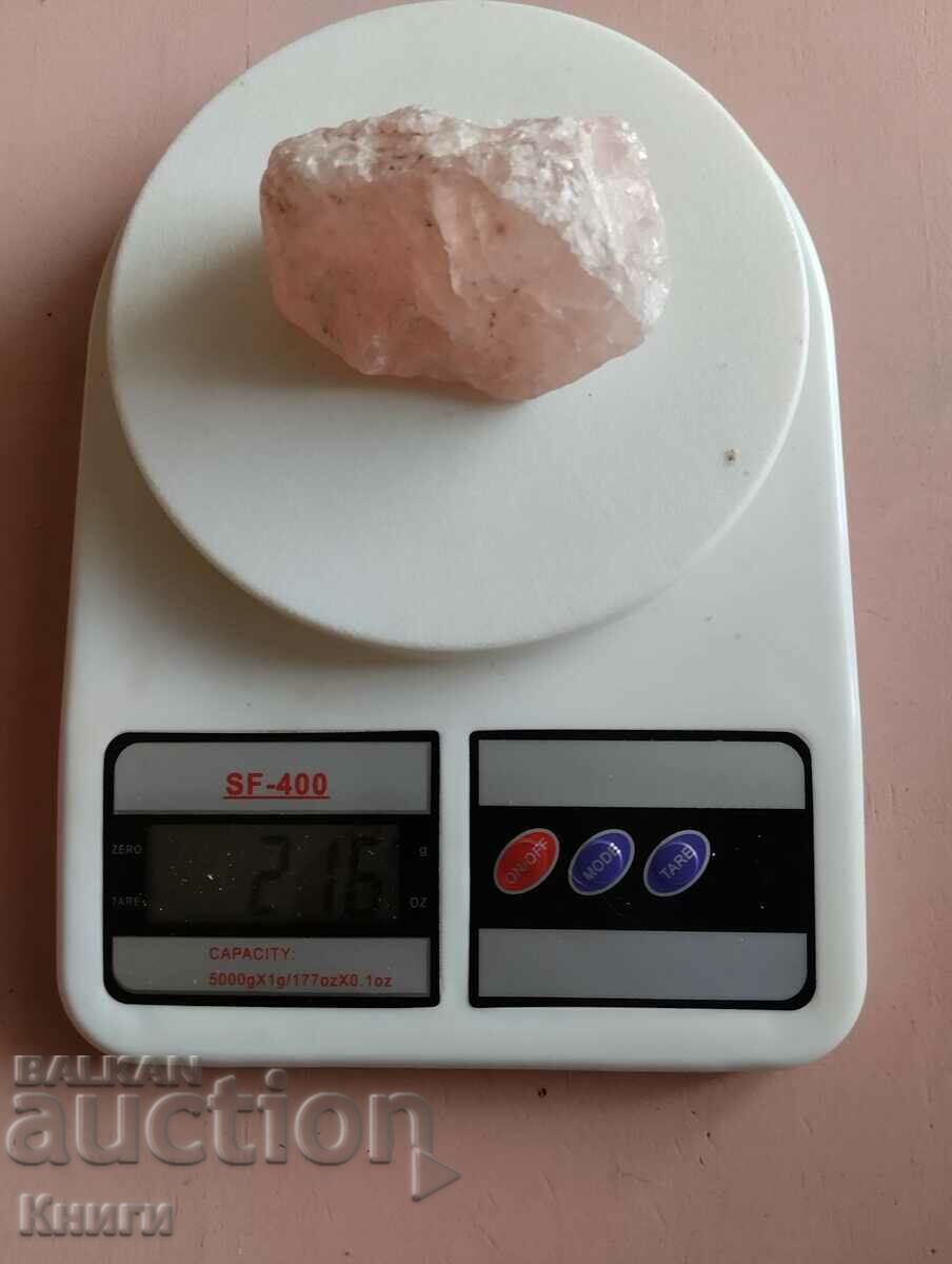 Розов кварц - необработен : произход Мозамбик - 216 грама