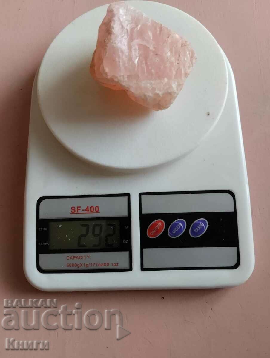 Розов кварц - необработен : произход Мозамбик - 292 грама