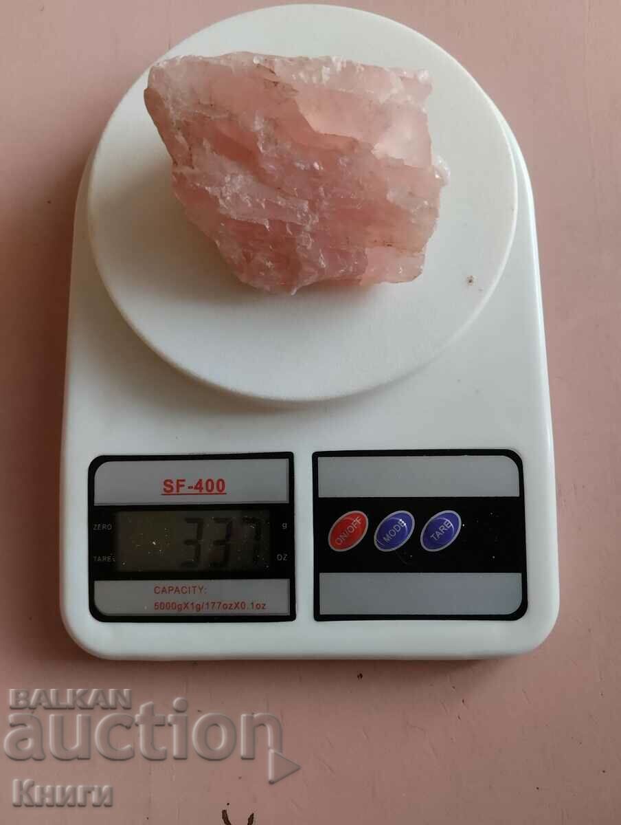 Розов кварц - необработен : произход Мозамбик - 337 грама