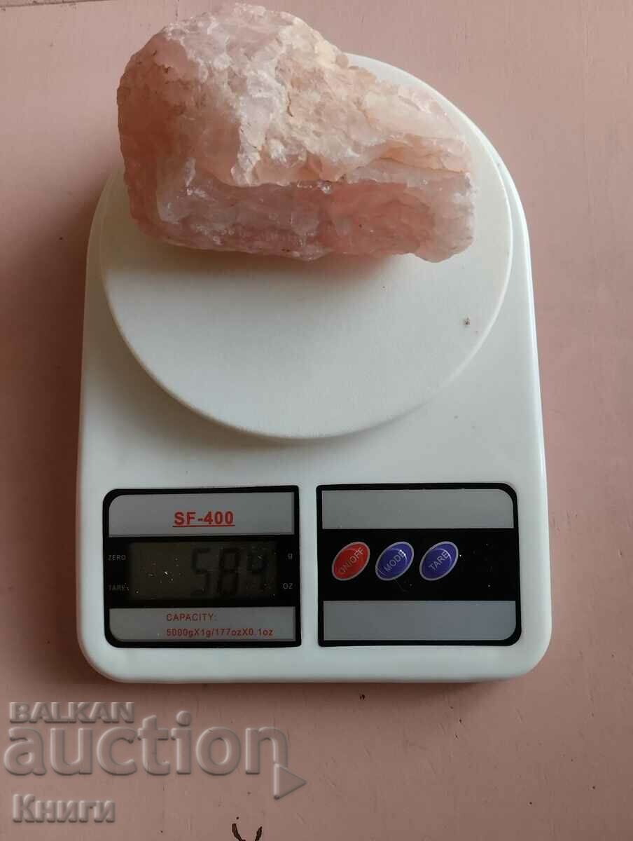 Розов кварц - необработен : произход Мозамбик - 584 грама