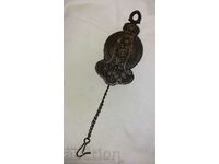 Vintage interesting reel pulley with return spring