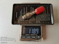 Tigara renascentista din filigran de argint si chihlimbar rosu Damar